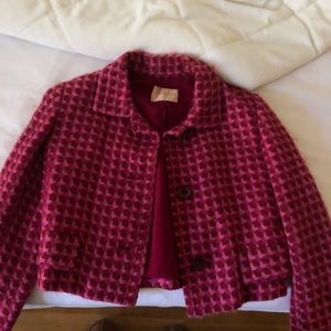 pink vintage plaid cropped blazer jacket